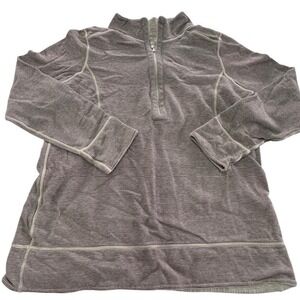 Tommy Bahama Pullover Mens Large Brown Gray Stripe Quarter Zip Ribbed Knit Top
